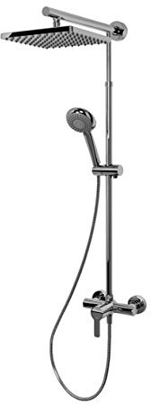 Duschsystem Regendusche mit Einhebelmischer und Kopfbrause eckig chrom von Schulte