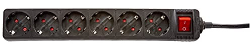 Kopp 120915006, Ciabatta multipresa a 6 prese con nterruttore Standard illuminato, nero