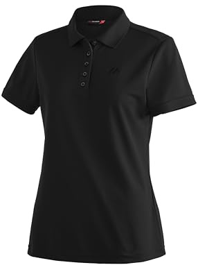Maier Sports Ulrike, Damen Poloshirt, Leichtes Piqué-Funktionspoloshirt für Wandern und Freizeit, dryprotec Technologie, Atmungsaktiv, NFC-Chip für einfaches Recycling, Schwarz, 42