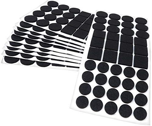 Adsamm® / 440 x Selbstklebende Filzgleiter/Schwarz/ø 20 mm/ø 28 mm / 25x25 mm/Rund, Quadratisch/Möbelgleiter aus Filz mit 3.5 mm Stärke/Möbel- und Bodengleiter