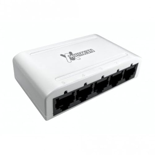 rhinocables - Ethernet Network Switch Box | 5 Port Hub for Seamless Connectivity | Ideal for Home & Office Networks | Supports CAT 5/6 | Includes External Power & LED Indicators, 10/100/1000 | Supports CAT 5/6, Includes External Power & LED Indicators, 10/100/1000, 5 Port Hub for Seamless Connectivity