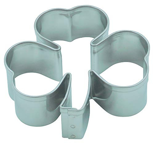 Markenlos Plätzchenausstecher, 4,5 cm, Dreiblatt, Ausstecher, Ausstechform aus Edelstahl, Silber, Glücksklee