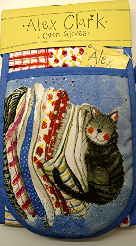Alex Clark Laundry Basket Cat Oven Gloves - 100% Cotton - Baking - Cooking - Kitchen Accessory