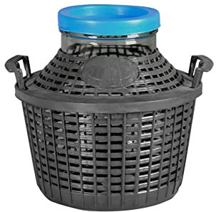 Home Damajuana en Vidrio con Cesta de plástico, Verde/Marrón, 5 litros