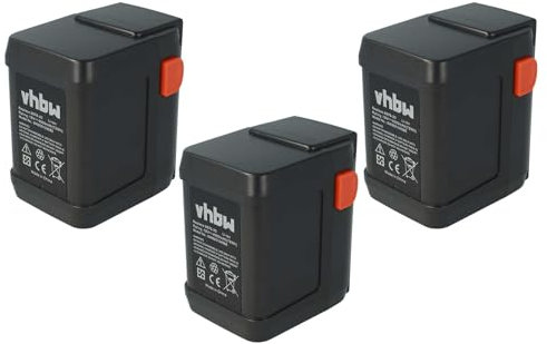 vhbw 3X Akku kompatibel mit Gardena Turbotrimmer AccuCut 400 Li (8840-20) Grasschere, Strauchschere (4000mAh, 18V, Li-Ion)