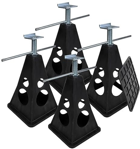 ProPlus 360808 4 x Stützböcke, höhenverstellbar mit Auflageplatte aus Kunststoff max. 750kg Traglast / Stützbock