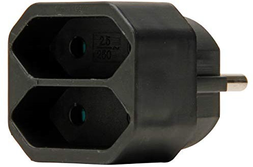 Kopp Euro 174105004 - Adaptador de 2 enchufes (1 Unidad), Color Negro