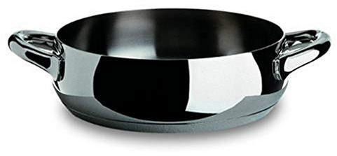 Alessi SG102/24 Mami Flache Kasserolle mit Zwei Griffen aus Edelstahl, Silber