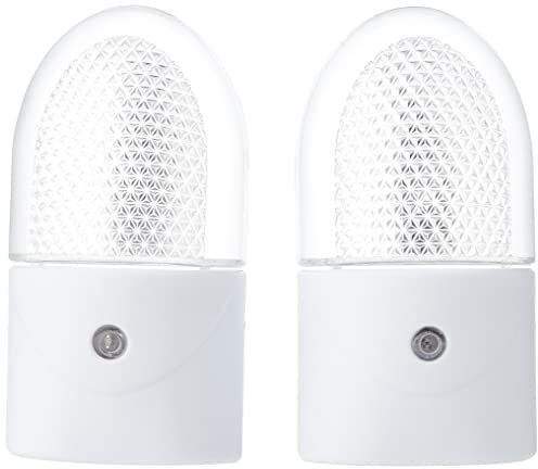Uni-Com Plug-in Night Light with Dusk to Dawn Sensor, Energy Saving Long Life LEDs, Soft Light for Children’s Rooms, Bedrooms, Stairways & Hallways, 2 Pack