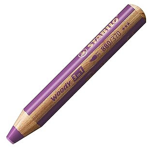 STABILO - Buntstift, Wasserfarbe & Wachsmalkreide - woody 3 in 1 - Einzelstift - lila