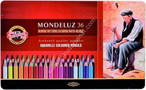 KOH-I-NOOR 3725 Mondeluz Aquarellstifte Geschenk Set, farblich sortiert, Metalletui (36 Stück)