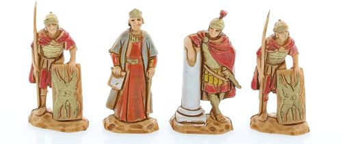 Moranduzzo Rey Herodes, Centurión y 2 Soldados Apto para Belén de 3,5 cm Escala 1:50 – Micro 3,5 – Figuras Indestructibles, Estilo Siglo XVIII, Acabadas a Mano, Escultor M. Landi