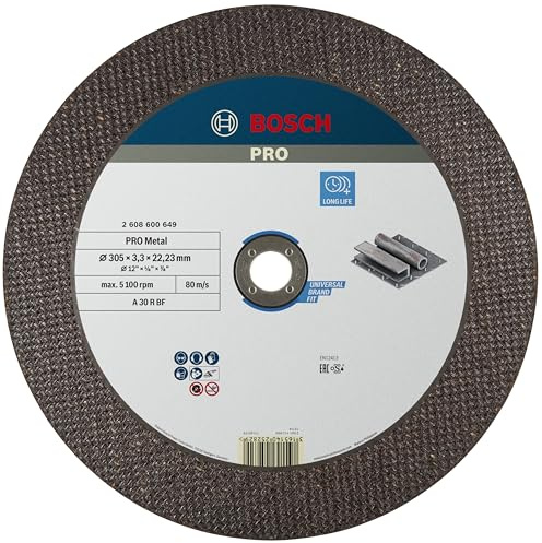 Bosch 1x Disco Corte Abras. PRO Metal 22,23mm, oSa | para Acero, Ø 305 mm, Professional Accesorios Amoladora grande