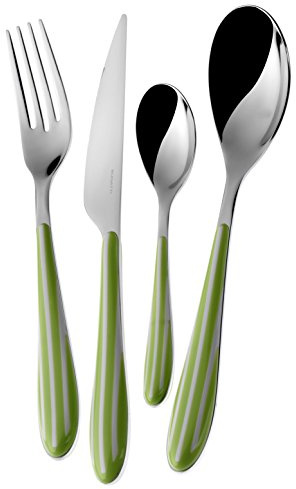 BUGATTI ZBMU-013F50 Zebra Ménagère de 24 Pièces Service de Table SAN/Acier Vert 22 x 8 x 30 cm