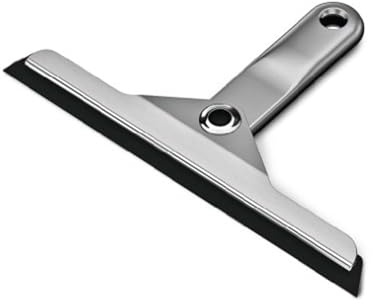 simplehuman BT1071 Foldaway Shower Squeegee with Suction Holder for Bathroom Shower Door, Window, Glass Cleaning, Easy Streak-Free Clean, Rustproof, Brushed Die-Cast Zinc + Anodised Aluminium