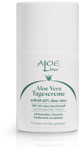 Aloe Vera Tagescreme mit 60% Bio Aloe Vera, Jojobaöl, Avocadoöl und Bio Sheabutter - vitalisiert & pflegt die Haut - Lichtschutzfaktor 6 (LSF 6) - 50ml