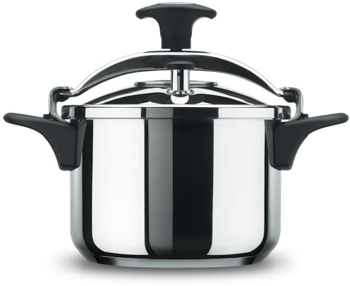 ALZA Melisa - Olla Express Tradicional Rápida, 6L, Acero Inoxidable 18/10, Cierre Progresivo, Todas Las Cocinas, Inducción, Base Sandwich