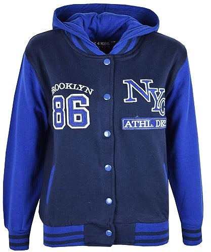 A2Z 4 Kids Unisex Kinder Mädchen Jungen Baseball Bequem NY ATHLETIC - NY Jacket Navy 7-8