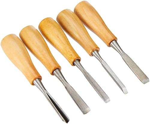 Rayher Schnitzwerkzeug Set, 5teilig, 14 cm, mit Holzgriff, zum Bearbeiten von Speckstein und Holz, 2723400