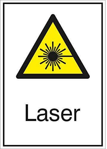 Betriebsausstattung24 Warn-Kombischild Laser 13,1 x 18,5 cm - Folie, selbstklebend - DIN EN ISO 7010 - ASR A1.3 - Warnung vor Laserstrahl