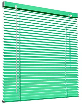 Victoria M. Aluminium Jalousie 60 x 130 cm, grün, Jalousie ohne Bohren, inkl. Klemmclips