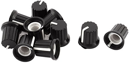 sourcing map 10 pièces Bouton Potentiomètre 6mm diamètre trou arbre rotatifs capuchons noir