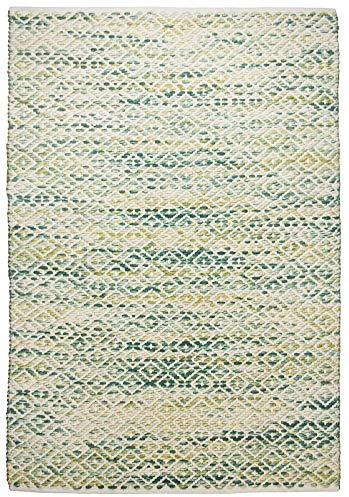 Handwebteppich | beidseitig verwendbar | nachhaltige, ungefärbte Schurwolle und Baumwolle | 65 x 135 cm; Farbe: Grün Beige | Tom Tailor - Smooth Comfort