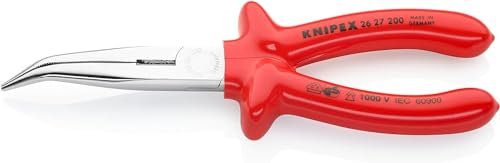 Knipex Pinza per Meccanica - con Becchi Mezzotondi con Tronchese (Pinza a Becchi di Cicogna) Cromata, Isolati ad Immersione, Collaudati Vde 200 Mm 26 27 200