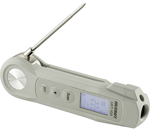 VOLTCRAFT UKT-100 Einstichthermometer Messbereich Temperatur -40 bis 280 °C LED-Taschenlampe, Berührungslose IR-Messung