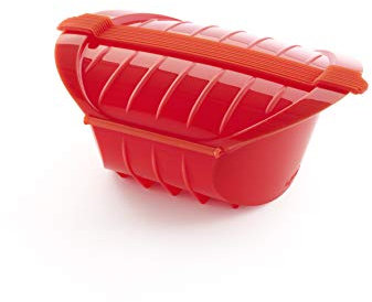 Lékué Estuche Vapor hondo de silicona platino, Rojo, 1-2 personas