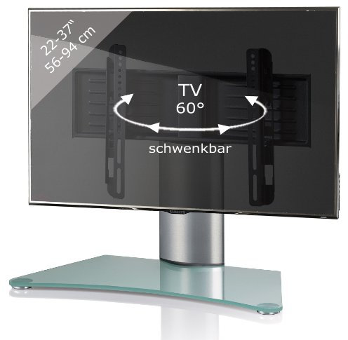 VCM Universal TV VESA Standfuß Aufsatz Erhöhung Alu Fernseh Ständer Glas WindoxaMini Mattglas