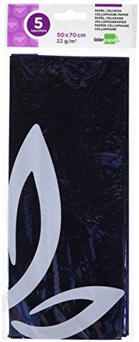 Liderpapel 75028 Papier Cellophane 5 0x70cm 22g/m2 Brillant Lot de 5 Bleu