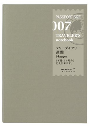Midori Traveler's Notebook (Refill 007) Passport Size Weekly Diary