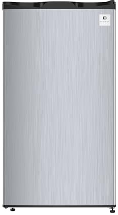 ARCTIC CHEF Mini Refrigerator, Compact Freezer Compartment, Adjustable Thermostat Control, Reversible Door, Ideal Fridge for Dorm, Office, Apartment, Platinum Stainless, 3.2 Cubic Feet