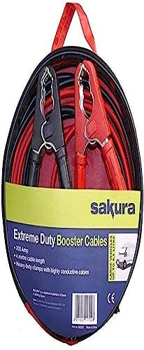 Sakura Starthilfekabel für extreme Beanspruchung SS3627 - 700 A, 4 m, farblich kodierte Klemmen - für Pkw, Fahrzeuge bis 4,5 l/4500 ccm - leere Batterie