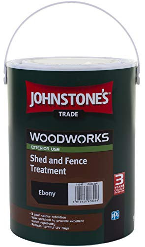 5 LTR JOHNSTONE'S WOODWORKS SHED & FENCE QUICK DRY WOODSTAIN EBONY