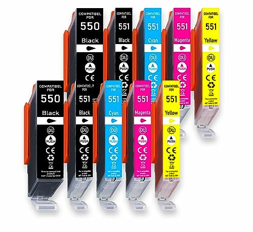 10er Pack 550XL 551XL Kompatible Druckerpatronen Multipack für Canon PGI-550 XL CLI-551 XL Canon Pixma MG5650 MG5550 MG6350 MG6450 IP7250 IP7200 MX725 MX920 MX925 IX6850