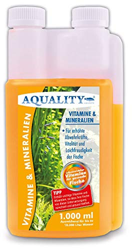 AQUALITY Aquarium Vitamine & Mineralien (Enthält wichtige Fischvitamine für erhöhte Abwehrkräfte, Vitalität und Laichfreudigkeit der Fische im Aquarium), Inhalt:1 Liter
