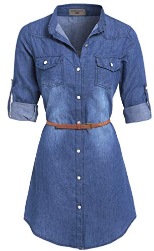 SS7 NEW Vintage Denim Blue Shirt Dress Sizes 8-14 (UK - 10, Denim Blue)