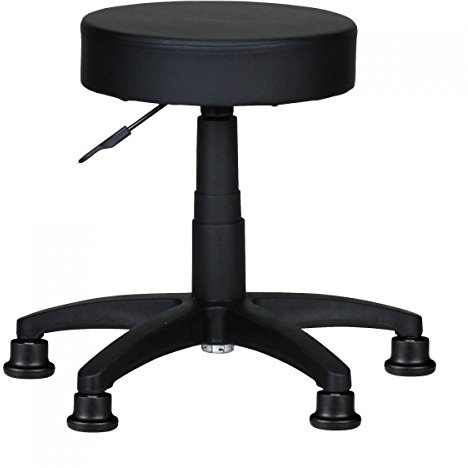 FineBuy - Sgabello da lavoro London Design regolabile, rivestimento in ecopelle, colore nero, con base imbottita, senza schienale, sgabello, sgabello da lavoro, regolabile in altezza, XL