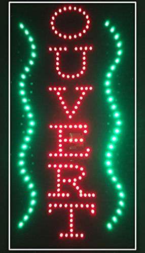 Enseigne lumineuse à LED OUVERT (vertical) Rouge/Vert 60x30x2.5cm