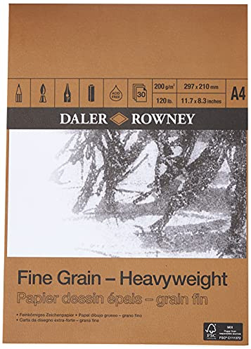 Daler Rowney - Bloc dessin papier épais 30 feuilles A4 - 200g/m² - grain fin