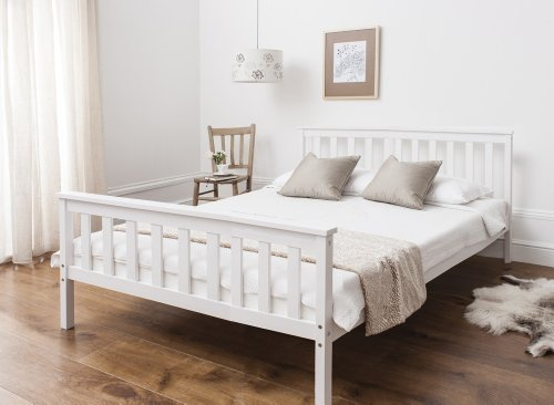 Noa and Nani Double Bed in White 4'6 Double Bed Wooden Frame WHITE Dorset