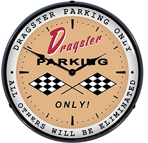 Dragster Parking Lighted Clock