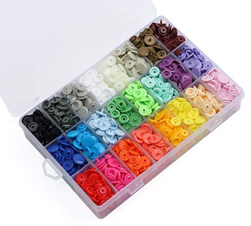 ilauke Nähfrei T5 Druckknöpfe 408 Set in 24 Farben mit Aufbewahrungsbox Kurzwaren Nähen Basteln Buttons für DIY Scrapbook