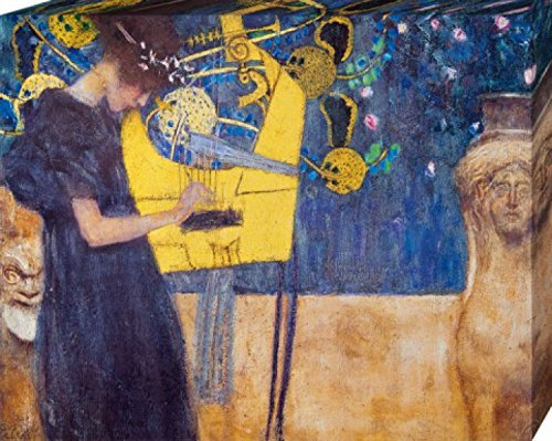 1art1 Gustav Klimt Poster Die Musik, 1895 Bilder Leinwand-Bild Auf Keilrahmen | XXL-Wandbild Poster Kunstdruck Als Leinwandbild 50x40 cm