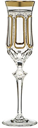ARNSTADT KRISTALL Sektglas Champagnerglas Antike (26 cm) - Kristallglas mundgeblasen · von Hand geschliffen · Handmade in Germany · inkl. 24 Karat Goldrand