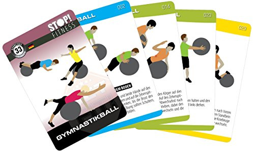 Stop! Fitness | Gymnastikball Fitness Ball | Trainingskarten Übungskarten, deutsche Version, Kartengröße 66 x 100 mm mit Kunststoffbox