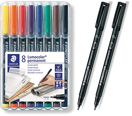 Staedtler 318 WP8 permanentmarkör, svart, blå, brun, grön, orange, röd, violett, gul, transparent, polypropylen