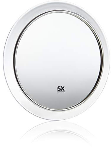 Fantasia® Beauty Kosmetikspiegel mit 5-facher Vergrößerung – Sicherer Halt durch 2 Saugnäpfe – Perfekt zum Schminken & Rasieren – Ø 15 cm – Vergrößerungsspiegel ohne Bohren für Bad, Dusche & Reisen